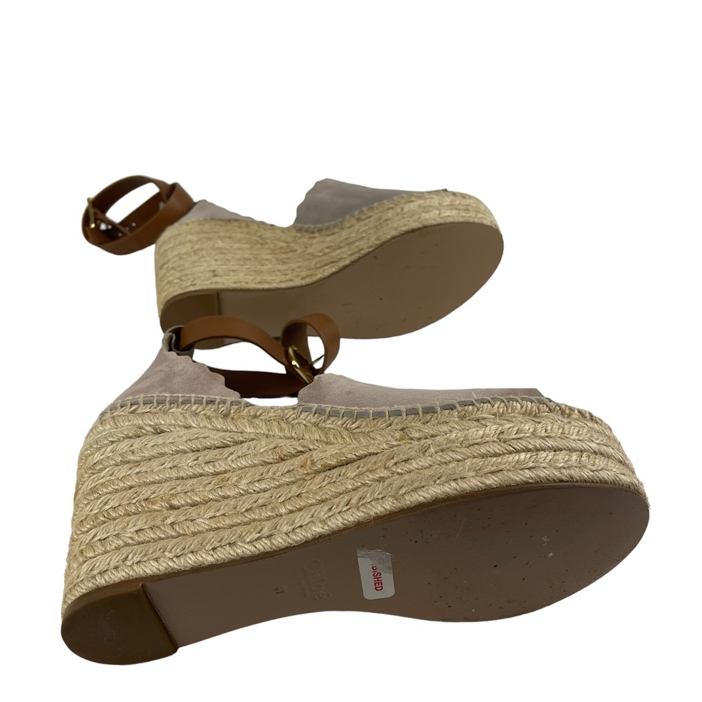 Chloe Lauren Scalloped Suede Platform Wedge Espadrilles Size 41 (US 9.5) - Picture 10 of 11